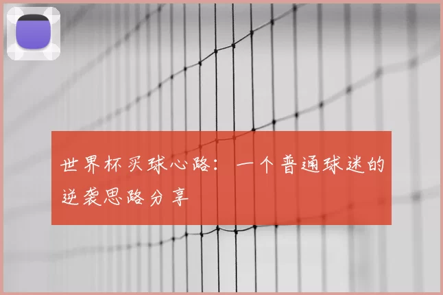 世界杯买球心路：一个普通球迷的逆袭思路分享